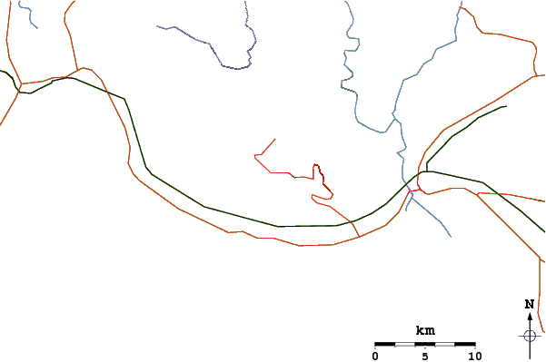 Roads and rivers around Dâmrei Mountains