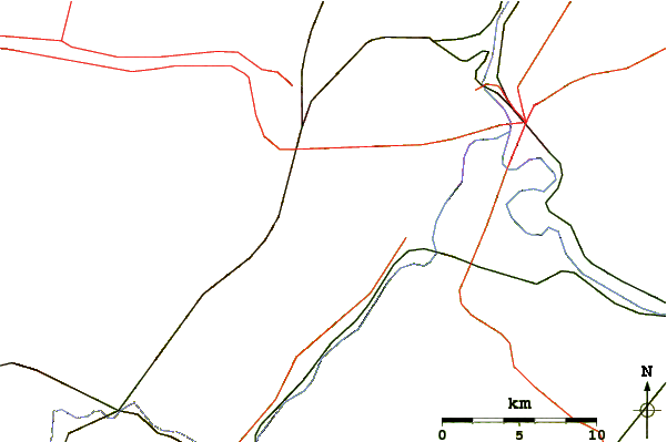 Roads and rivers around Dans Mountain