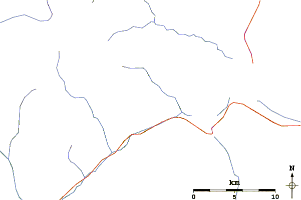 Roads and rivers around Davis Peak