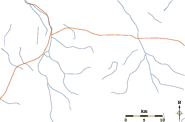 Roads and rivers around Mount Deering