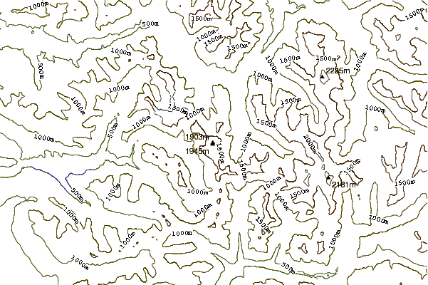 Mountain peaks around Del Campo