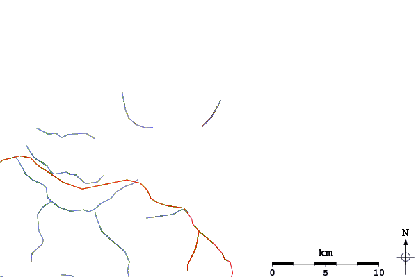 Roads and rivers around Demon (volcano)