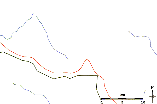 Roads and rivers around Denny Mountain