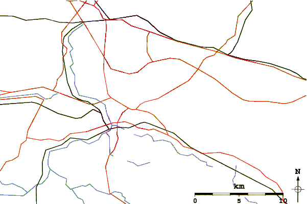 Roads and rivers around Detling Hill