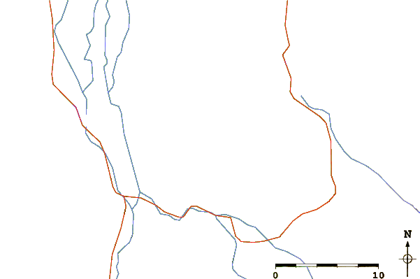 Roads and rivers around Diamond Craters