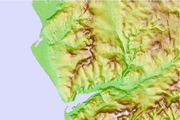 Surf breaks located close to Diffwys West Top