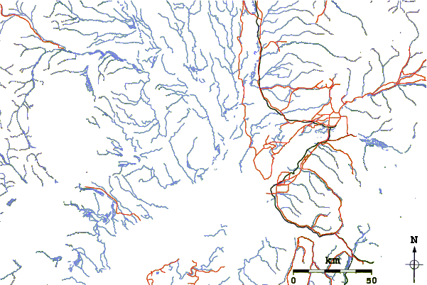 Roads and rivers around Dinglishna Hill