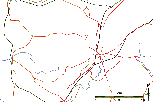 Roads and rivers around Divis