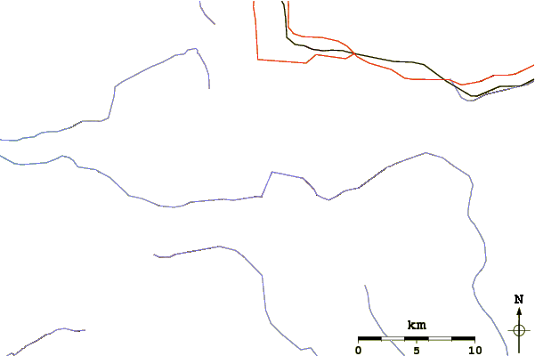 Roads and rivers around Double Mountain (California)