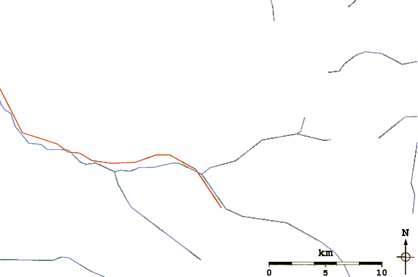 Roads and rivers around Downey Peak