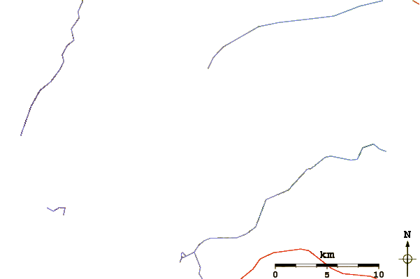 Roads and rivers around Downs Mountain