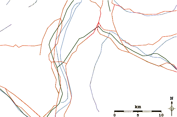 Roads and rivers around Drei Schwestern