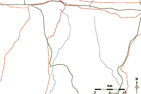 Roads and rivers around Driskill Mountain