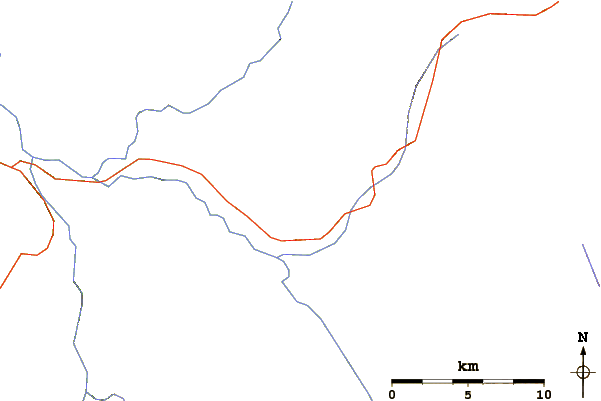 Roads and rivers around Druid Peak