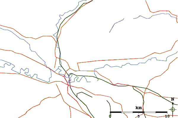 Roads and rivers around Dumyat