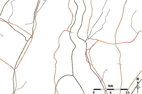 Roads and rivers around Dunderberg Mountain