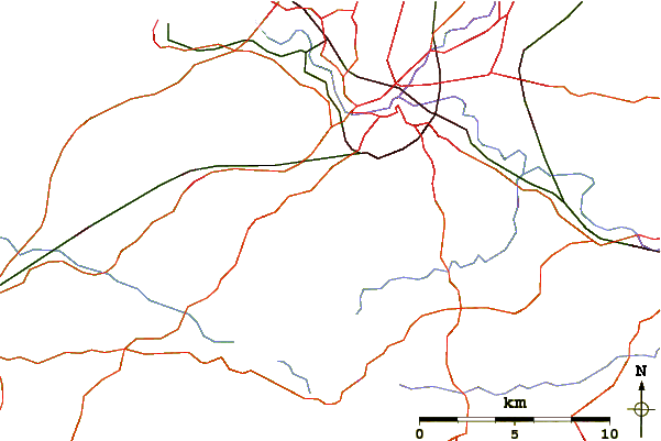 Roads and rivers around Dundry Down