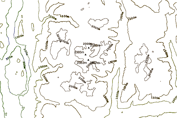 Mountain peaks around Dunn Peak massif