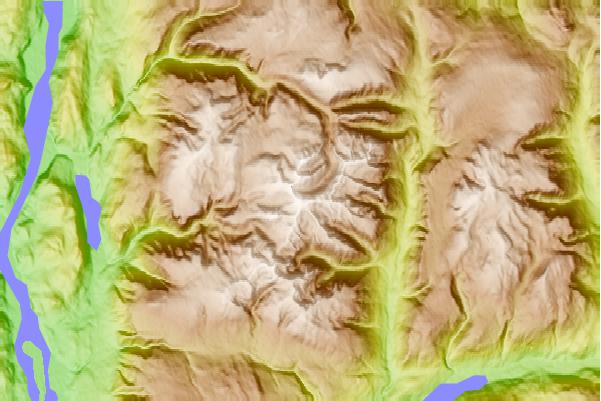 Surf breaks located close to Dunn Peak massif