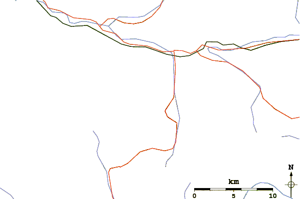 Roads and rivers around Dürrenstein (South Tyrol)