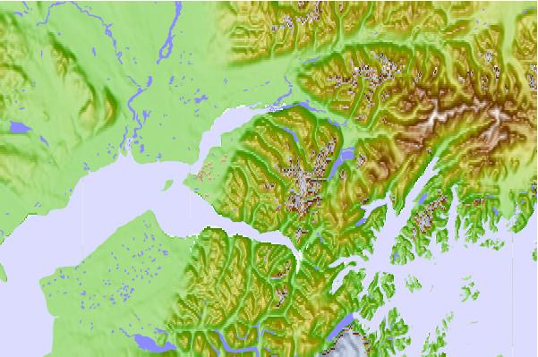 Surf breaks located close to Eagle Peak (Alaska)