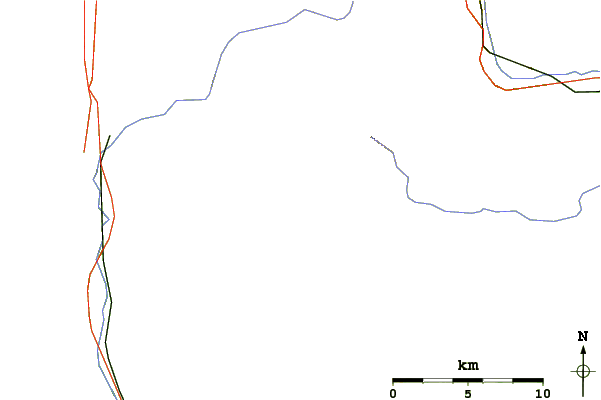 Roads and rivers around East Peak Mount Osceola