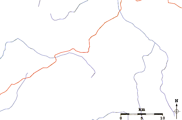 Roads and rivers around Ebbetts Peak