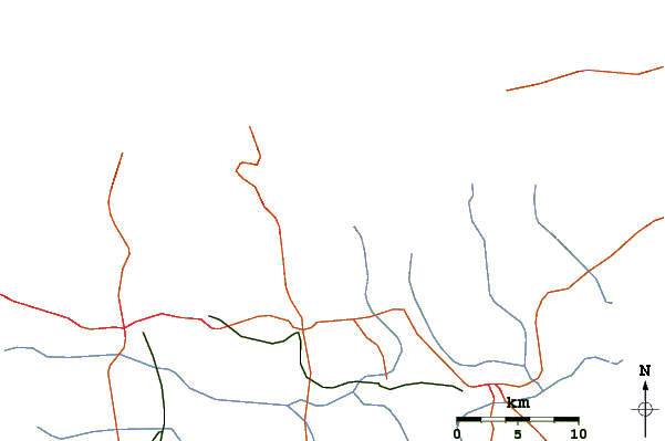 Roads and rivers around El Cerro del Aripo