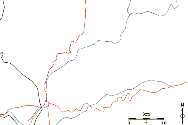 Roads and rivers around El Misti