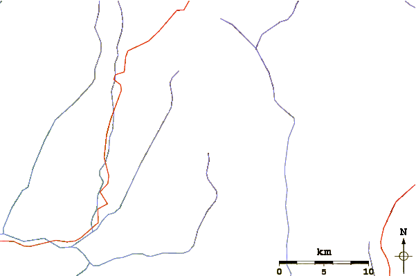 Roads and rivers around El Plomo