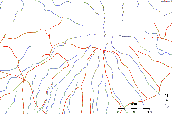Roads and rivers around El Valle (volcano)