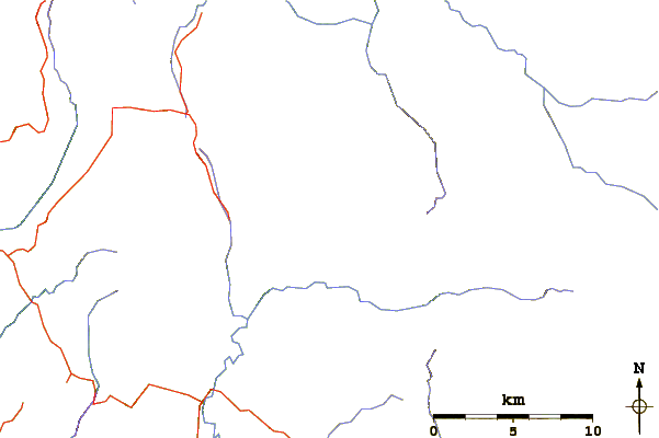Roads and rivers around Eldon Peak