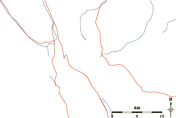 Roads and rivers around Elpoca Mountain