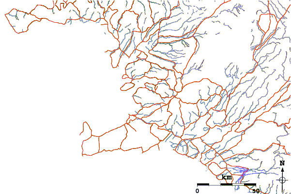 Roads and rivers around Esjan