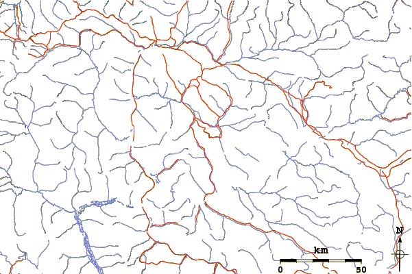 Roads and rivers around Eureka Dome