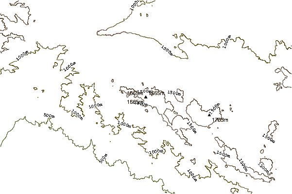 Mountain peaks around Eureka Peak (California)