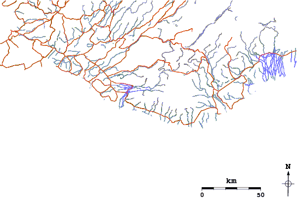 Roads and rivers around Eyjafjallajökull or Eyjafjallajoekull