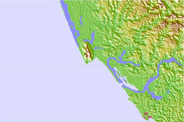 Surf breaks located close to Ezhimala Hill