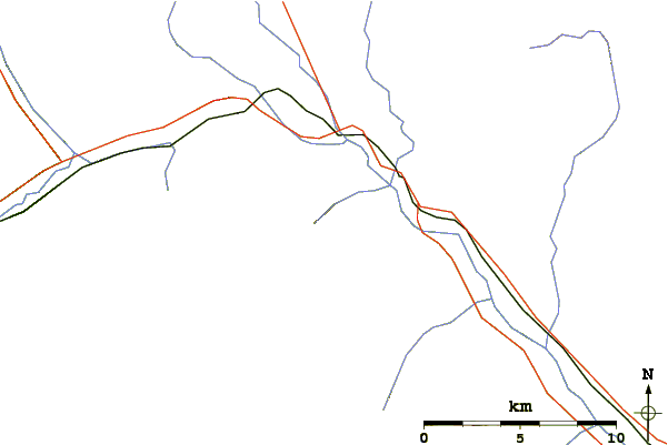 Roads and rivers around Fairview Mountain (Alberta)