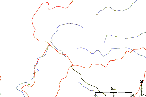 Roads and rivers around Fanno Peak