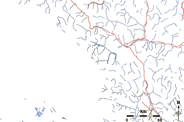 Roads and rivers around Felsite Peak