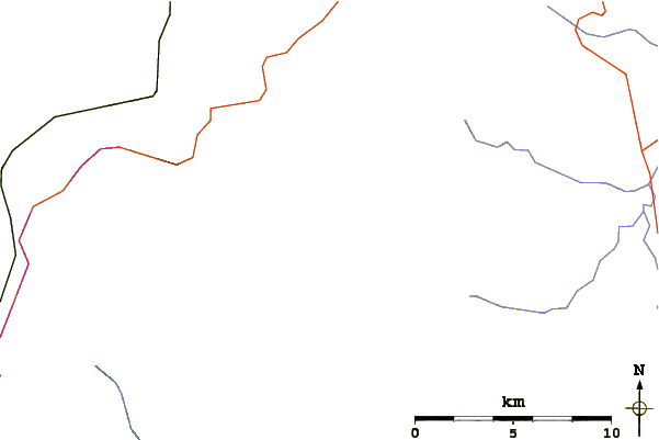 Roads and rivers around Fiddle Peak