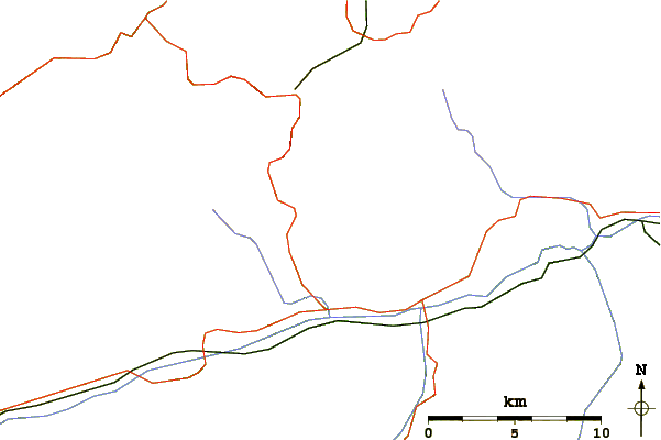 Roads and rivers around Fil da Rueun