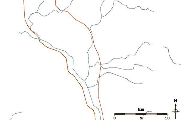 Roads and rivers around Flatiron (volcano)