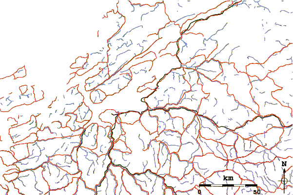 Roads and rivers around Forbordsfjellet