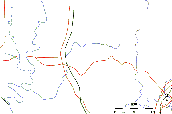 Roads and rivers around Fort Mountain (Murray County, Georgia)