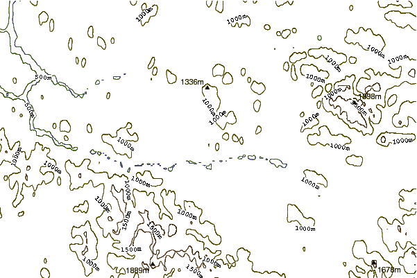 Mountain peaks around Fort Selkirk