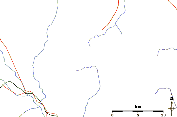 Roads and rivers around Fossil Mountain (Alberta)