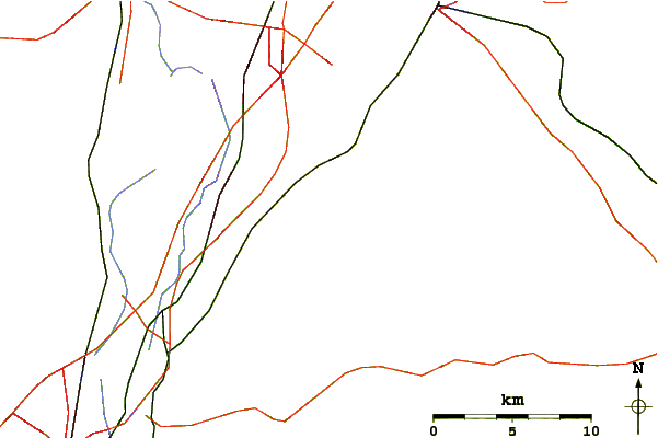 Roads and rivers around Fowler Mountain