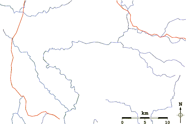 Roads and rivers around Frenchman's Cap